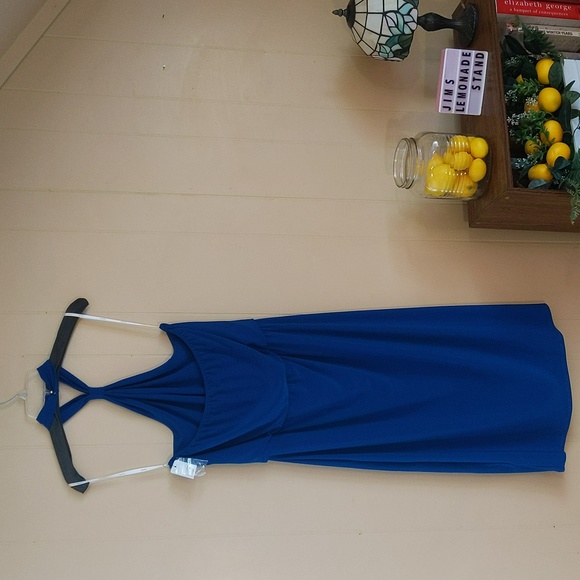 Sexy Royal Blue Jersey Halter Dress sz 14 Laundry by Shelli Segal - Picture 3 of 5